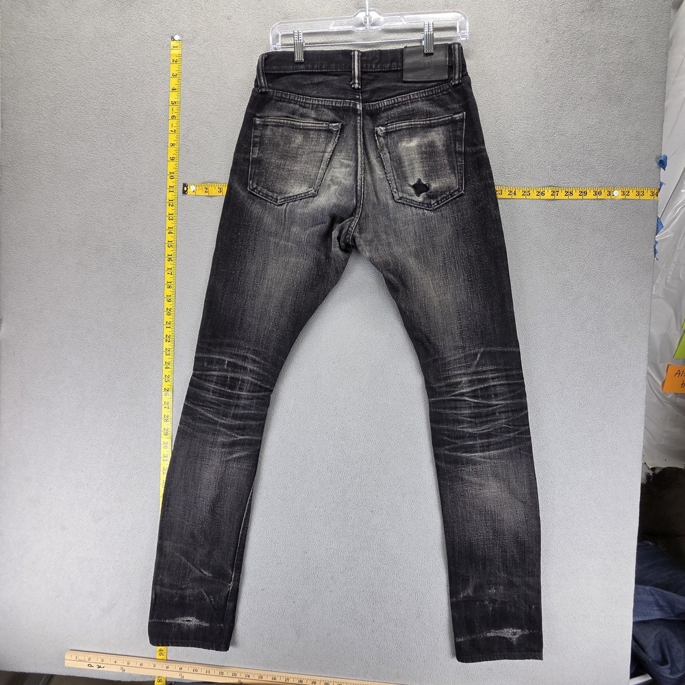 Pure Blue Japan Jeans Mens 30x34 Black Selvedge Whiskers Honeycomb Slubby Skinny